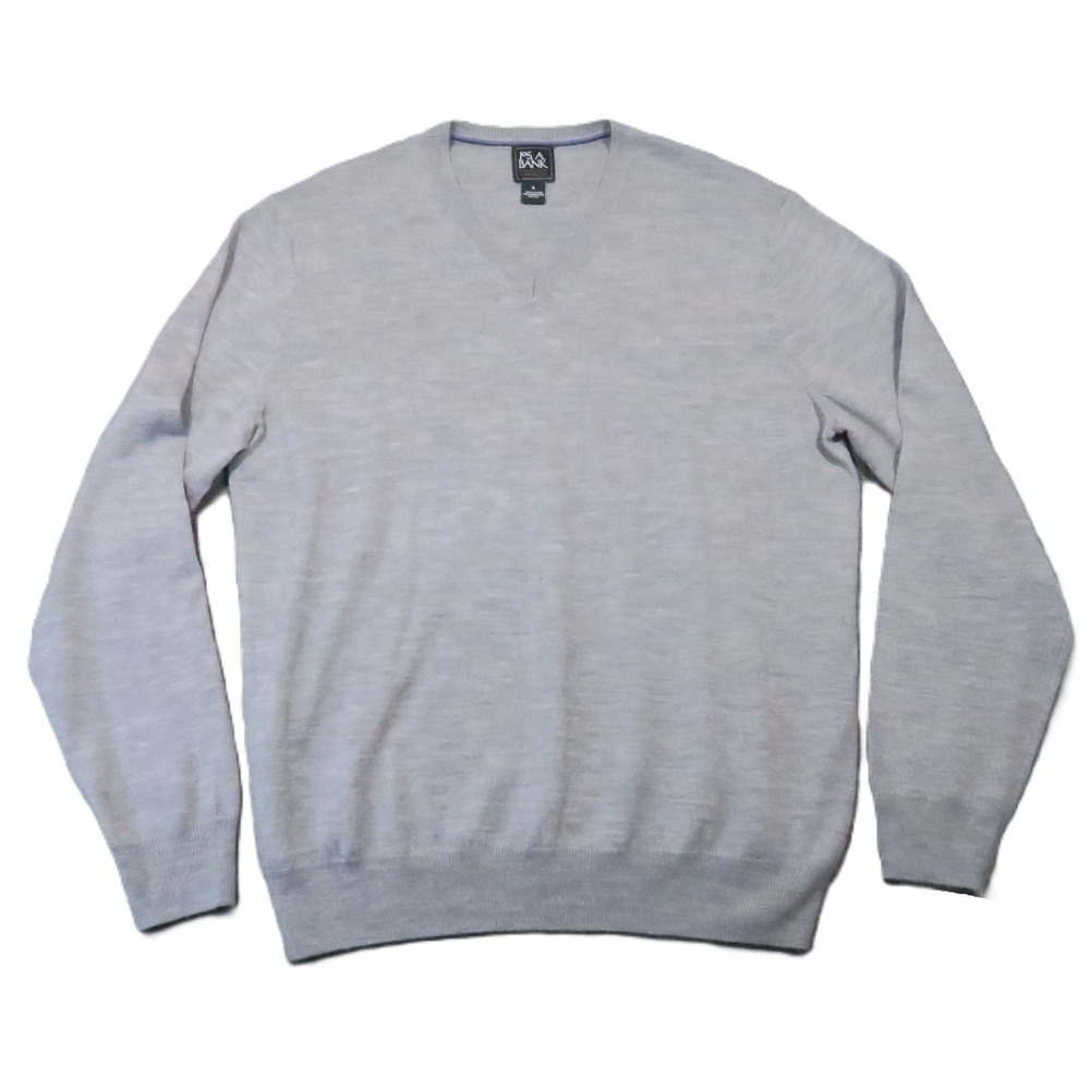 Jos A Bank Traveler Sweater Mens XL Gray Merino Wool Business Minimalist Luxury